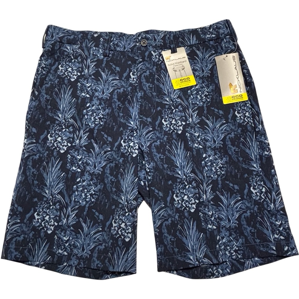 Nicklaus Blue Pineapple Men's Shorts Moisture Wicking Sun Protection Stretch